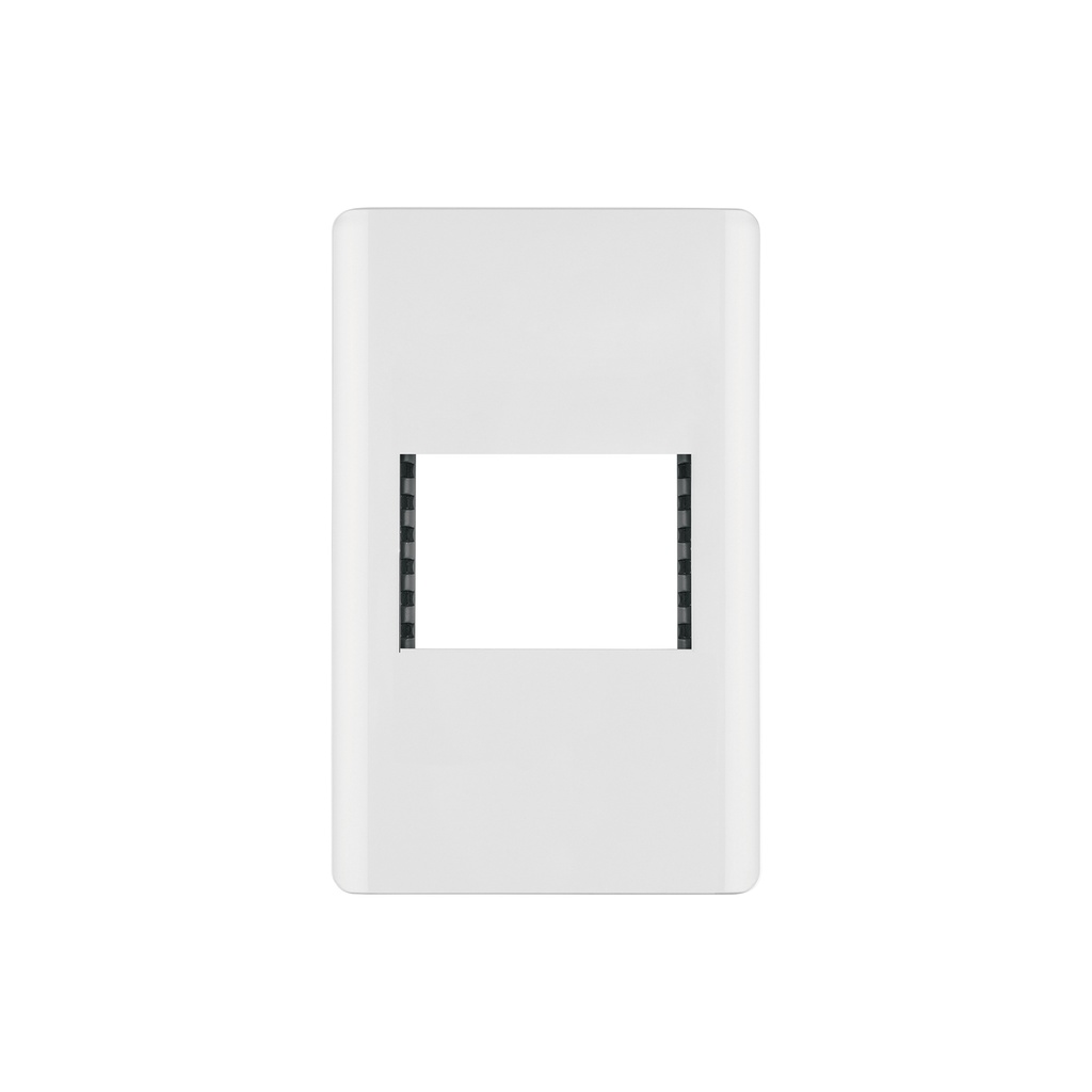 Placa blanca de 1 ventana 1.5 módulos, línea Lisboa, VOLTECK