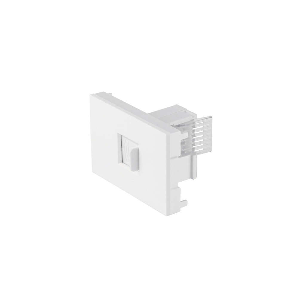 Toma de teléfono blanco de 1.5 módulos, línea Lisboa