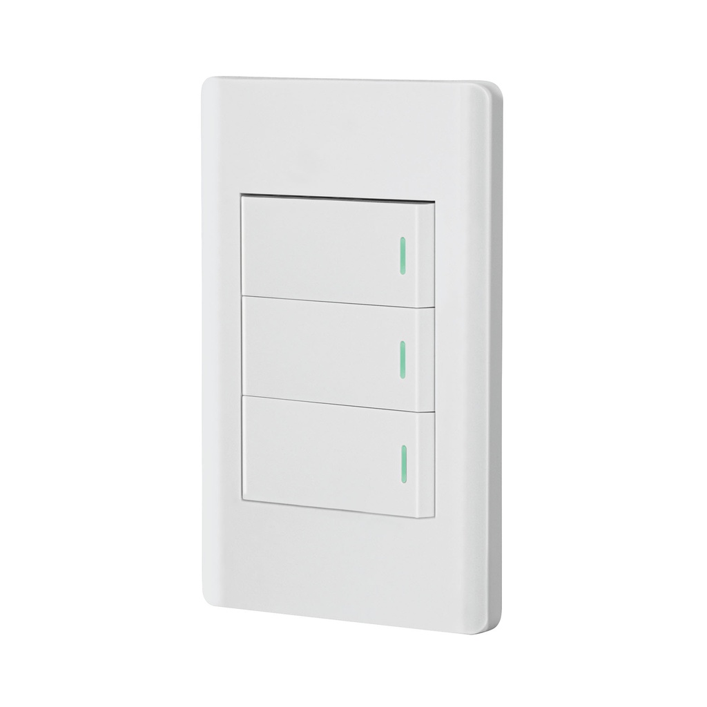 Placa armada blanca 2 interruptores 1 de 3 vías 1 mód,Lisboa
