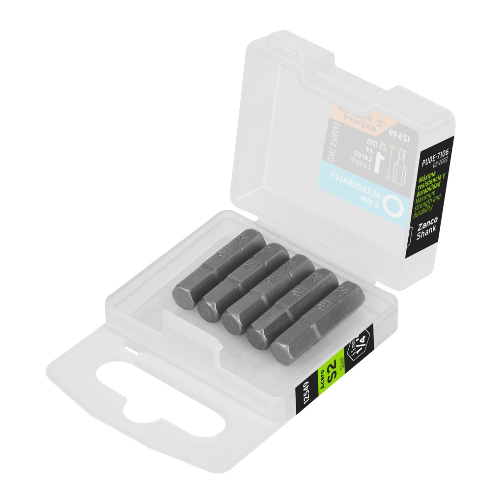 Estuche con 5 puntas hexagonales de 6 mm largo 1', EXPERT