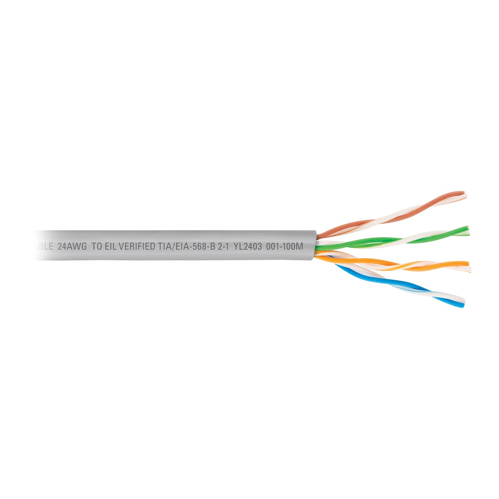Metro de cable UTP CAT5E, Bobina de 100m, gris, VOLTECK