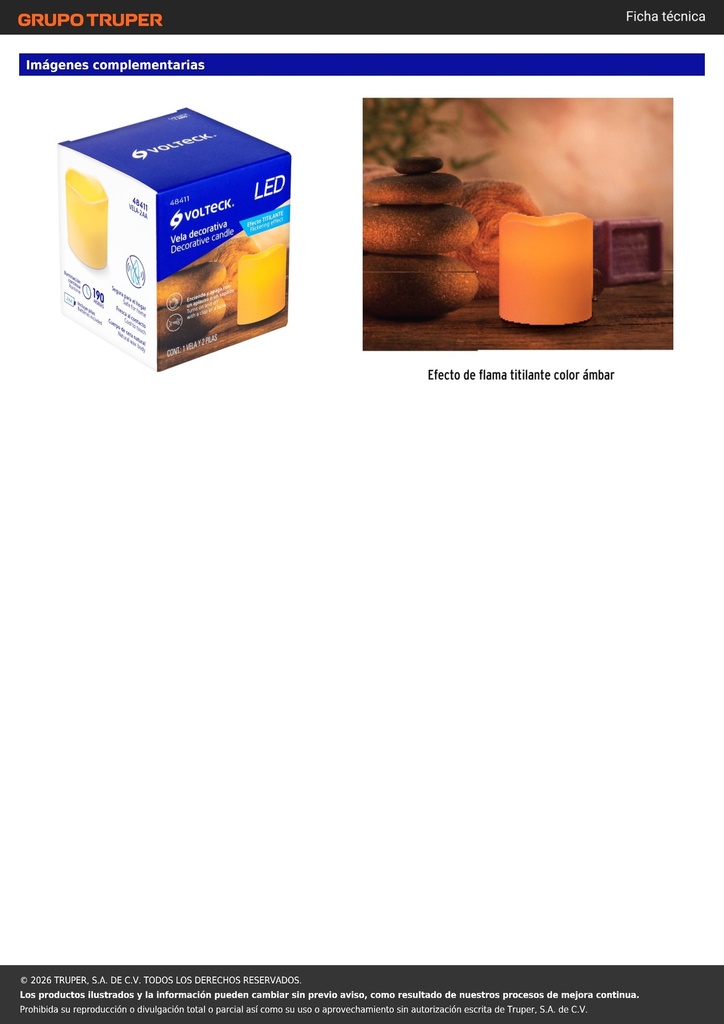 Vela de LED con sensor con 2 pilas AA, VOLTECK