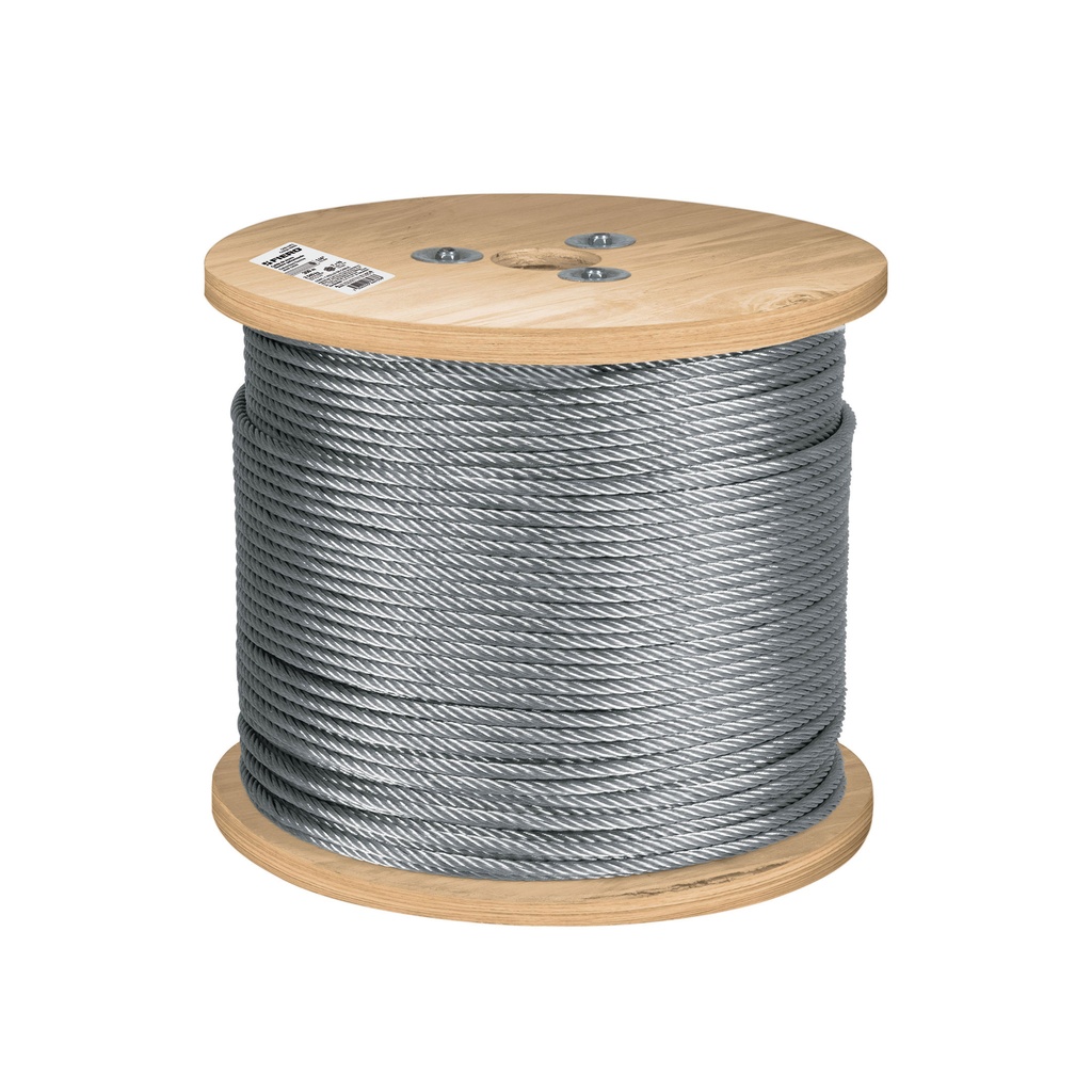 Metro de cable rígido 1/4' acero 7x7 recubierto PVC, 300 m