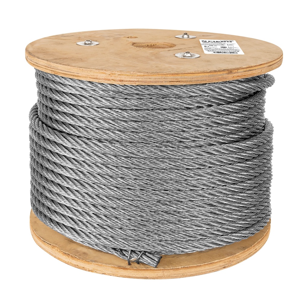Metro de cable rígido 1/2' de acero 7x7 hilos, 75 m, FIERO