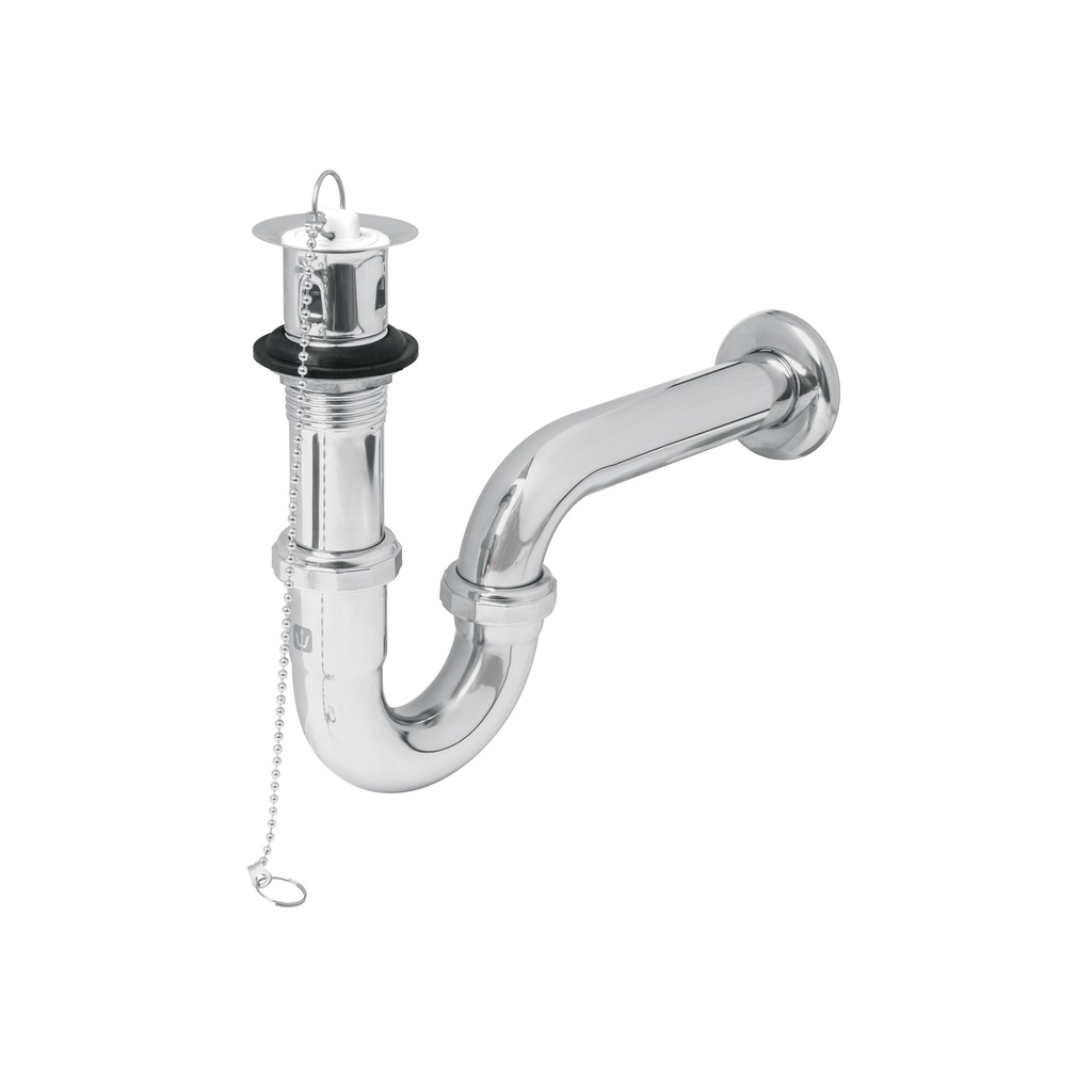 Céspol 1-1/4' c/contra, tapón y cadena, latón cromo,p/lavabo