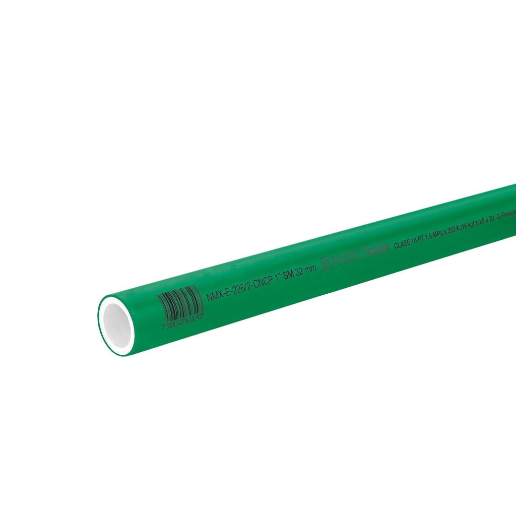 Tubo de 32mm (1') PPR hidráulico, 4m, 1.4kg, FOSET