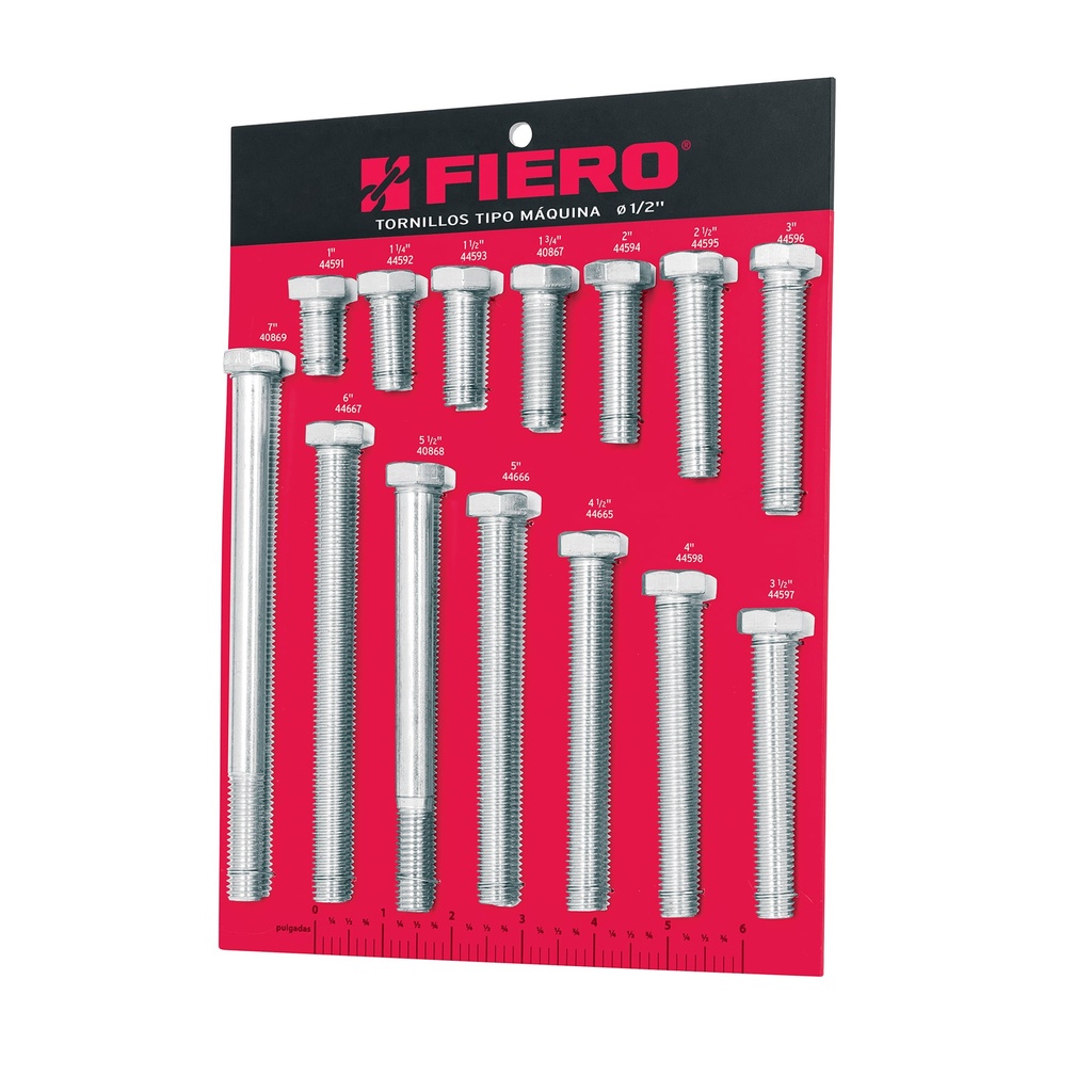 Exhibidor FIERO con tornillos tipo máquina, 1/2'