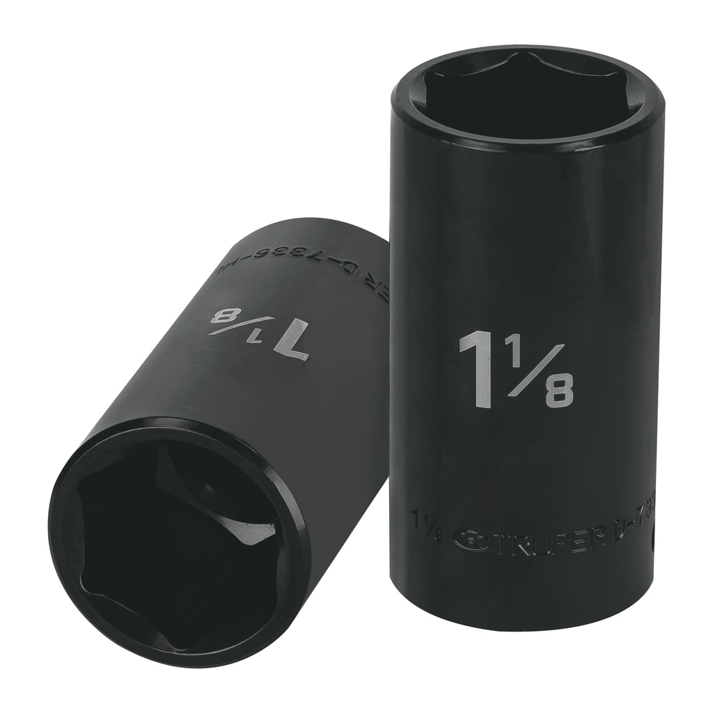 Dado largo impacto de 1-1/8', 6 puntas, cuadro 1/2', TRUPER