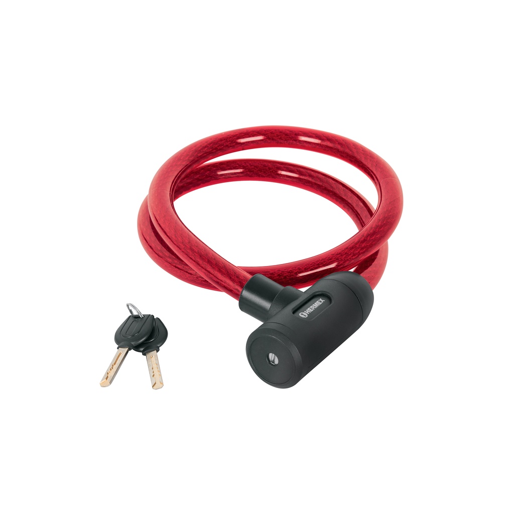 Candado de cable con llave, 20 mm X 1.20 m, HERMEX