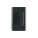 Placa armada negra 1 interruptor y 1 de 3vías 1.5mód,Lisboa