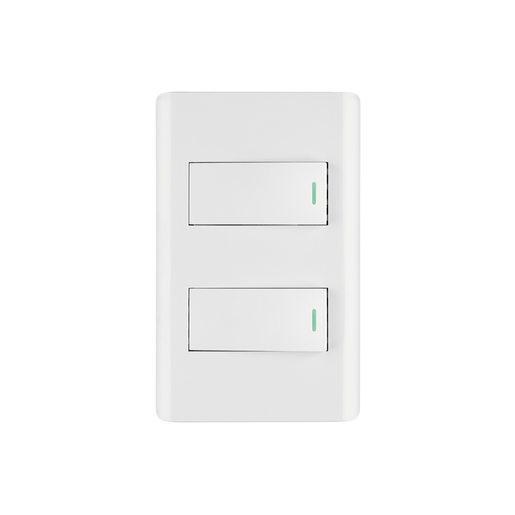 Placa armada blanca 1 interruptor y 1 de 3 vías 1 mód,Lisboa