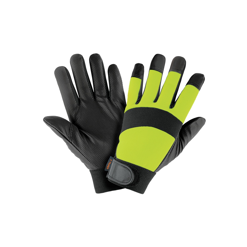 Guantes mecánico, alta visibilidad, palma poliuretano, verde