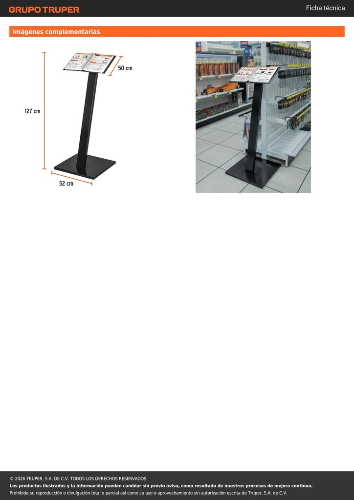 Rack de piso para consulta de catálogo de uso rudo, TRUPER