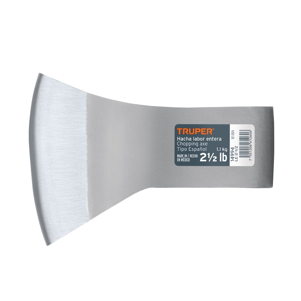 Hacha labor entera 2-1/2 lb, sin mango, TRUPER