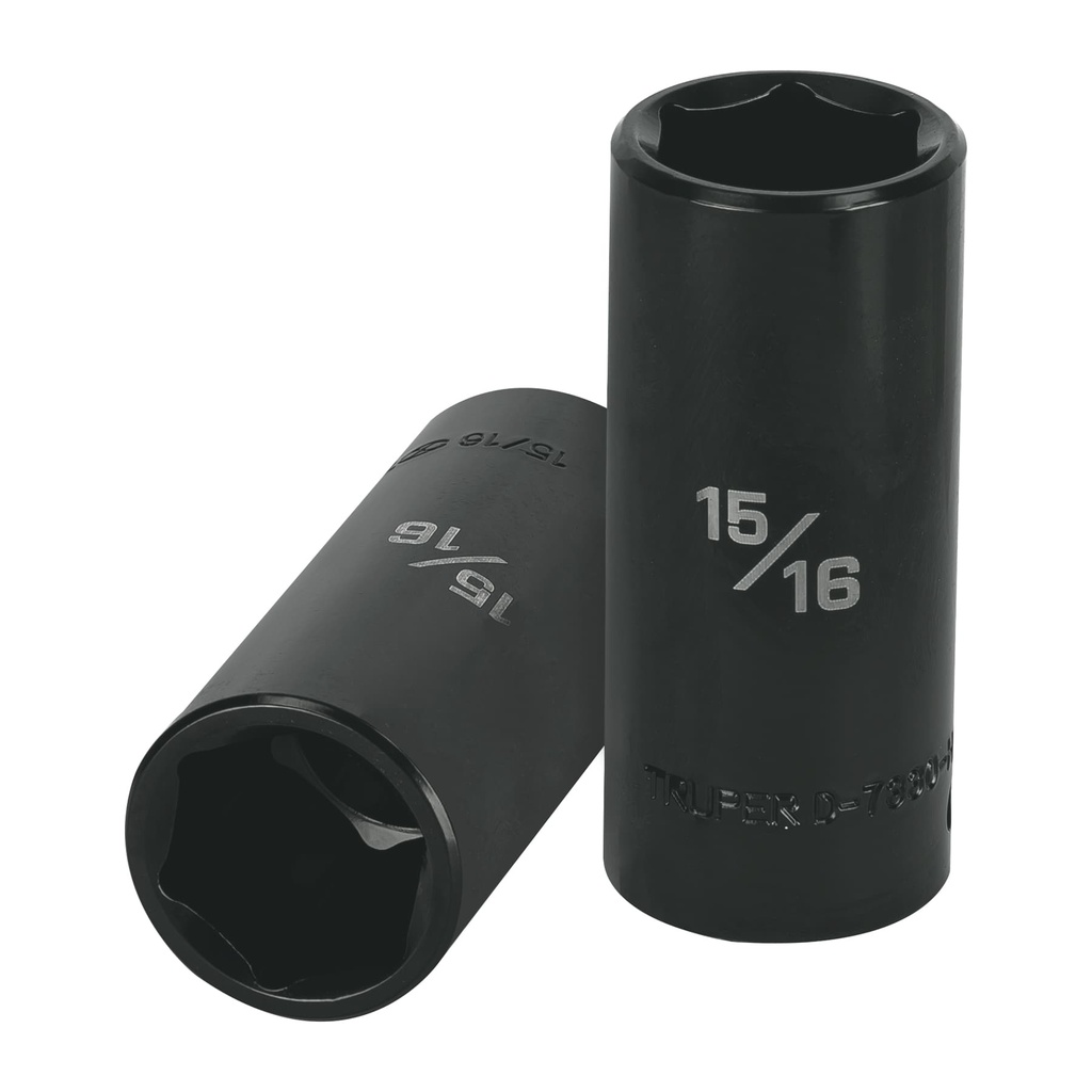 Dado largo impacto de 15/16', 6 puntas, cuadro 1/2', TRUPER