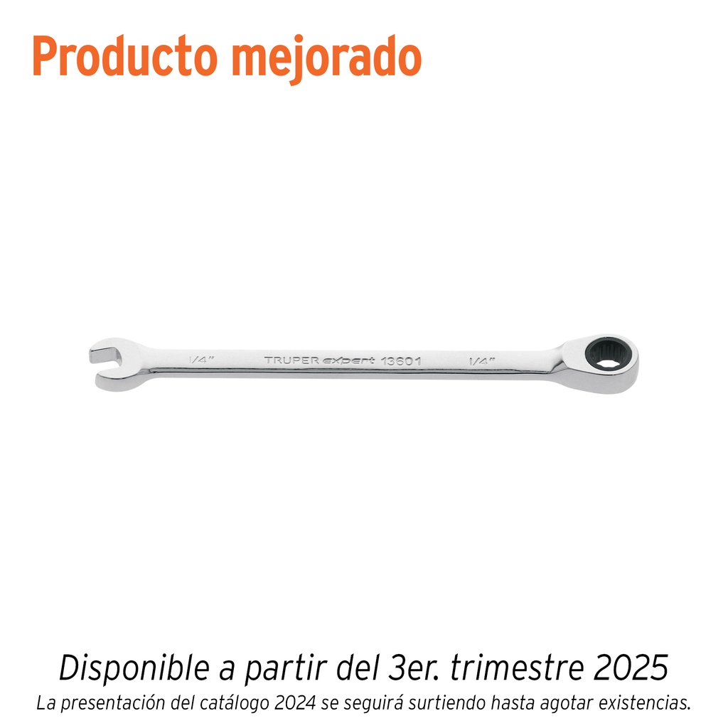 Llave combinada con matraca 1/4' x 120 mm largo, EXPERT