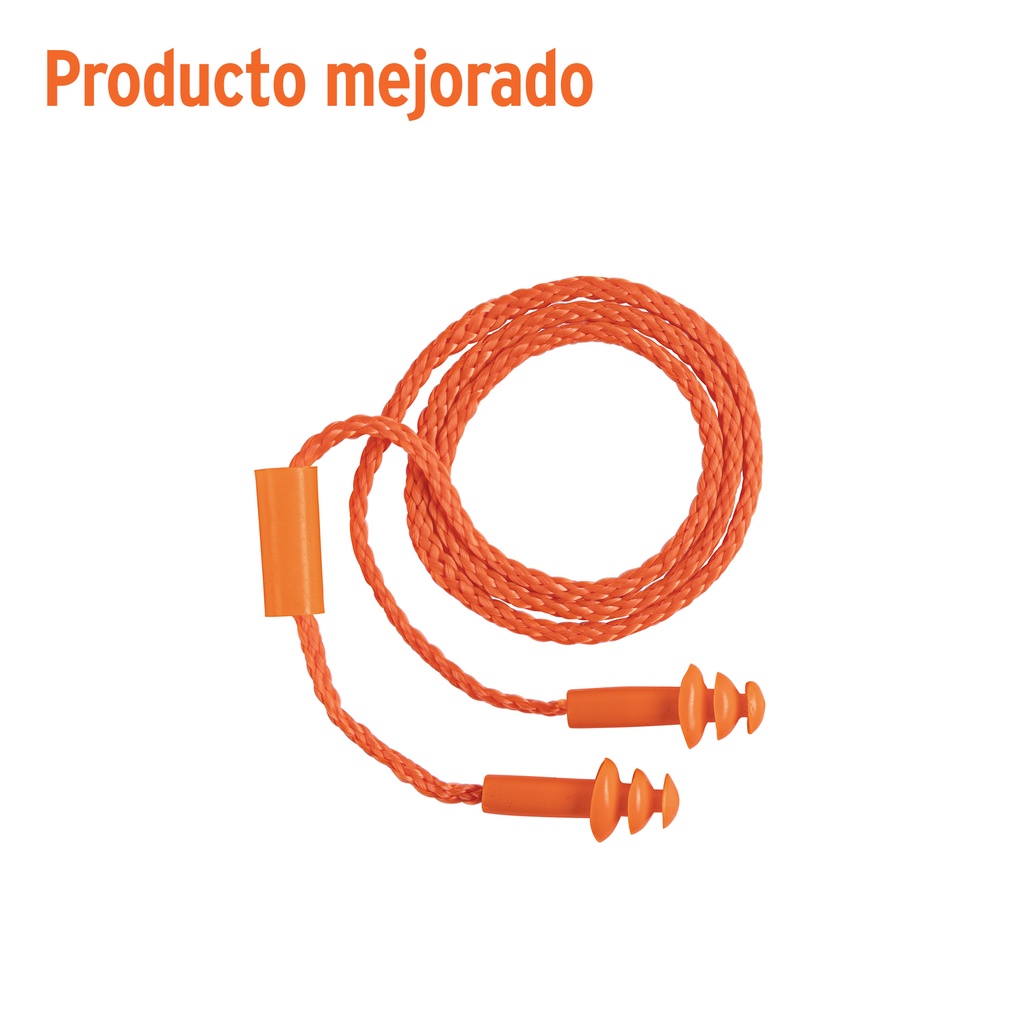 Tapón auditivo reutilizable con cordón, bolsa individual