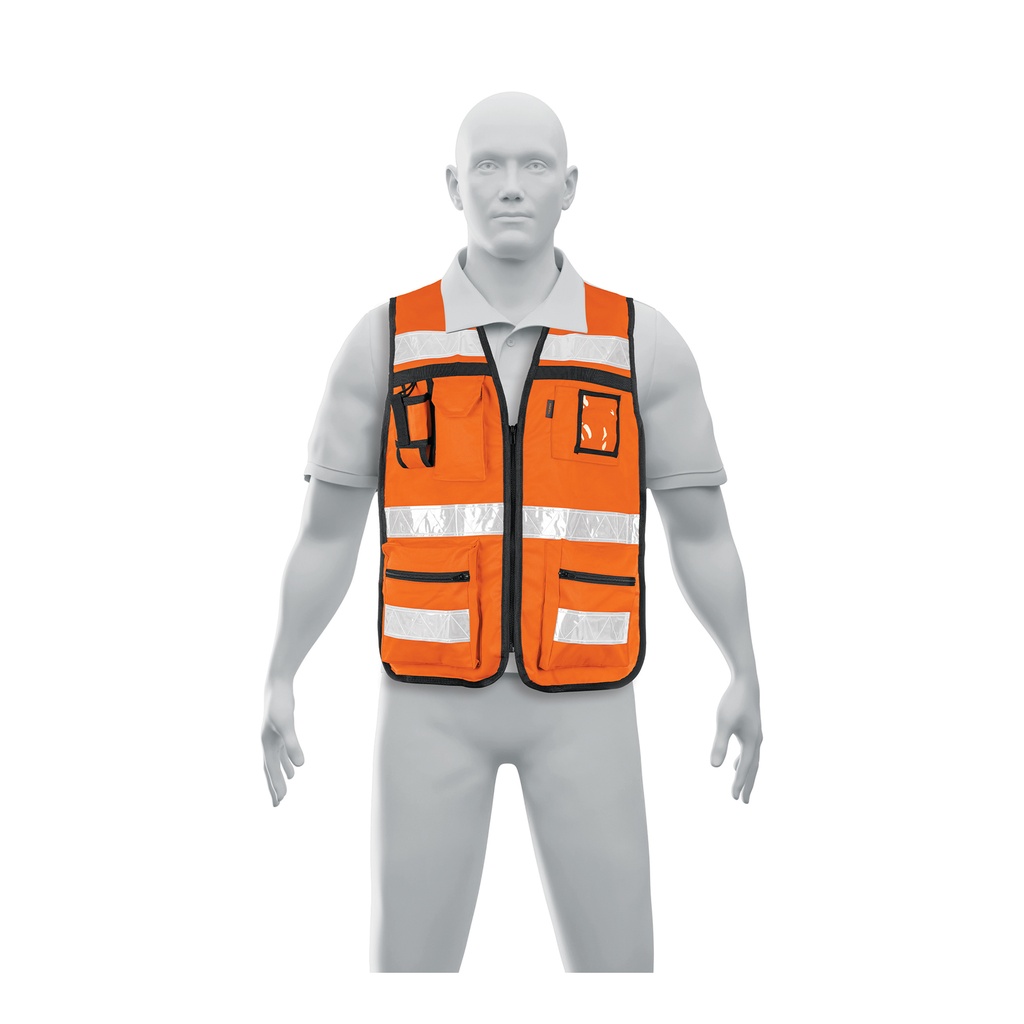 Chaleco brigadista con cintas reflejantes, color naranja