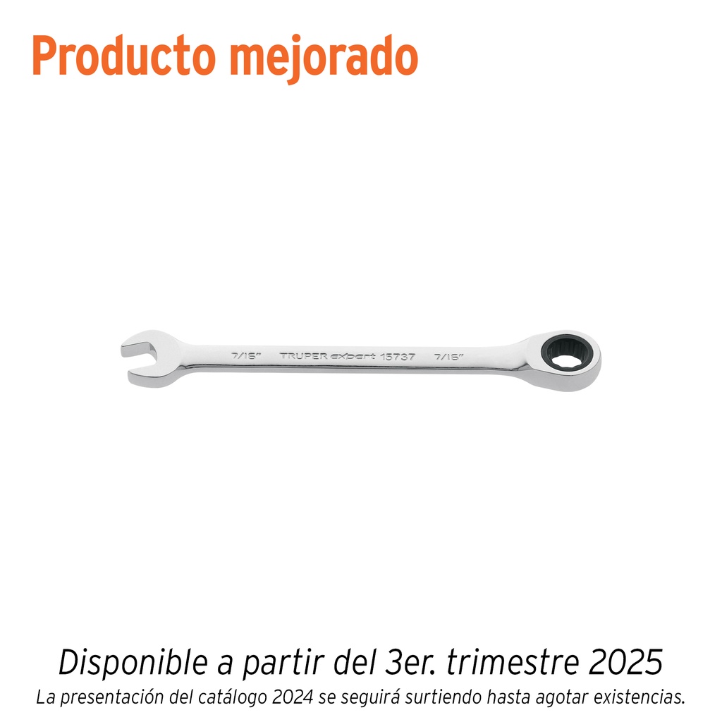 Llave combinada con matraca 7/16' x 160 mm largo, EXPERT