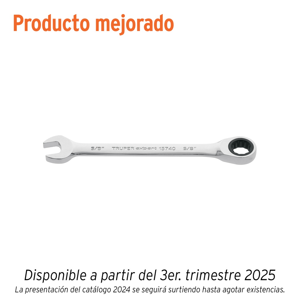 Llave combinada con matraca 5/8' x 202 mm largo, EXPERT