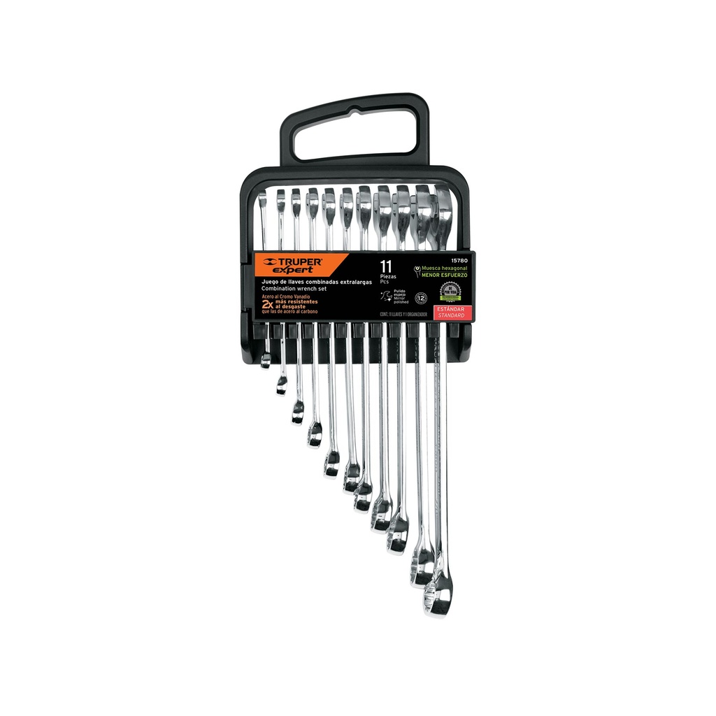 Juego de 11 llaves combinadas extralargas pulidas std,EXPERT