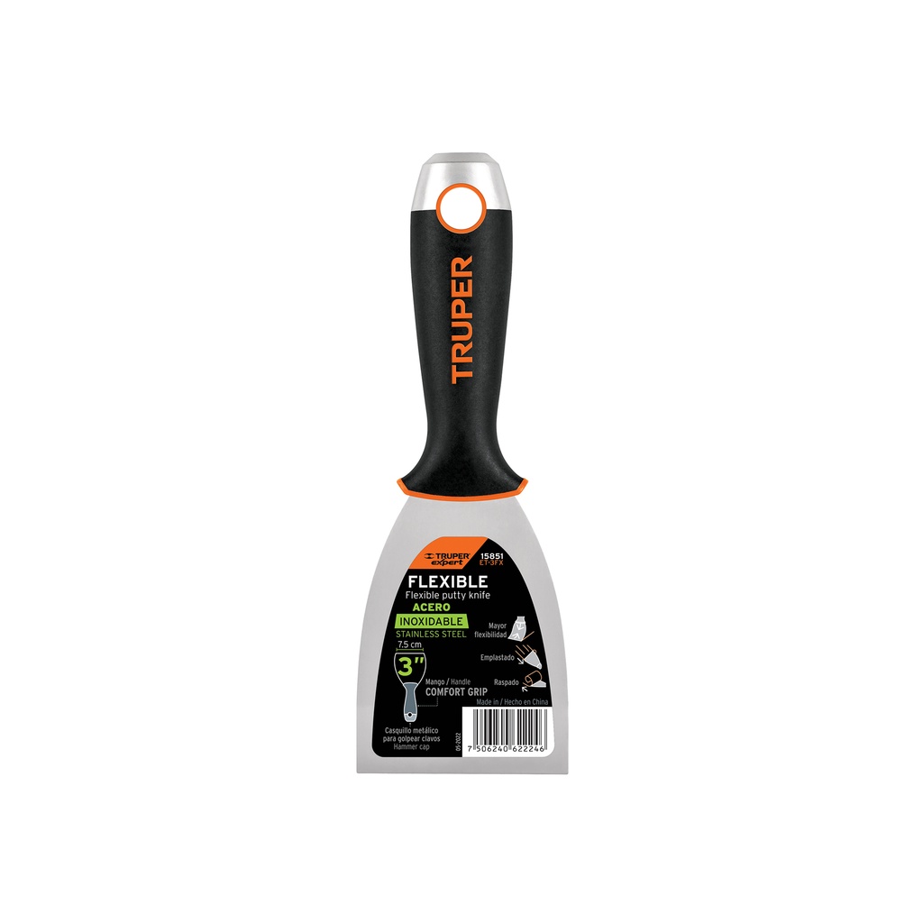 Espátula flexible 3' acero inoxidable, Comfort Grip, EXPERT