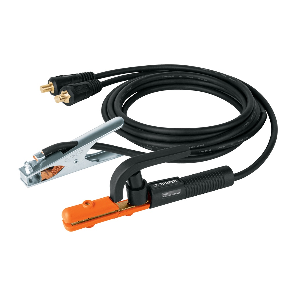 Cables portaelectrodo y pinza de tierra 200A, 1/2', TRUPER