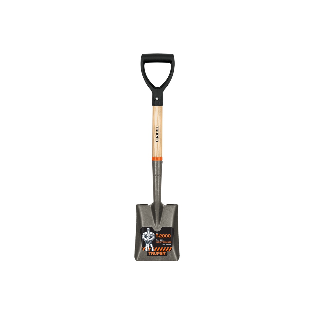 Pala cajuelera cuadrada, puño 'D' mango de madera, TRUPER