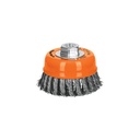 Carda copa 4' alambre trenzado grueso, eje 5/8'-11, TRUPER