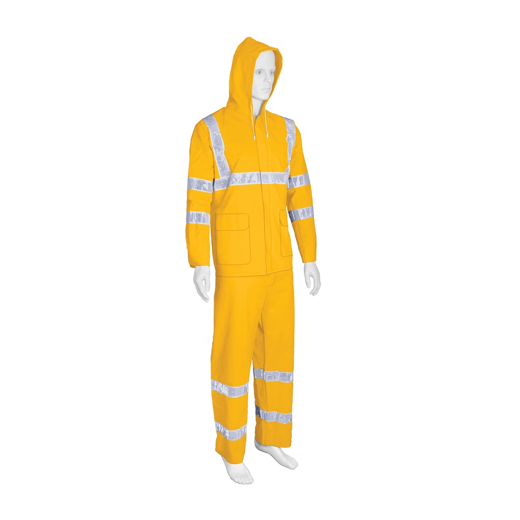 Conjunto impermeable doble capa amarillo con reflejante, CH