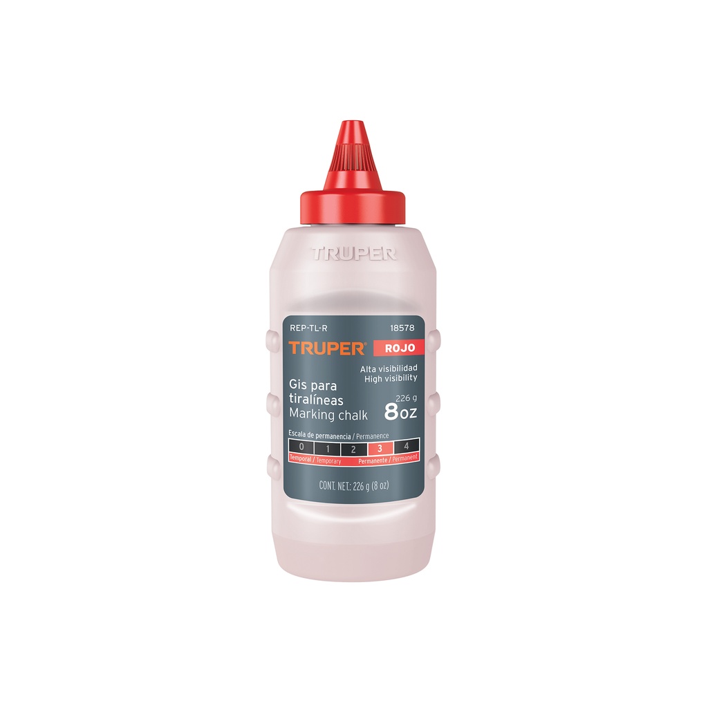Gis rojo para tiralíneas, alta visibilidad, 8 oz, TRUPER
