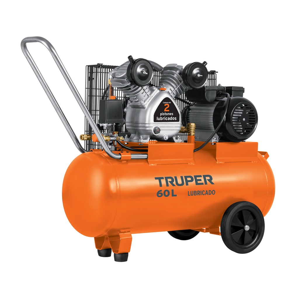 Compresor lubricado, de banda, 60L, hor, 4HP, 127V, TRUPER