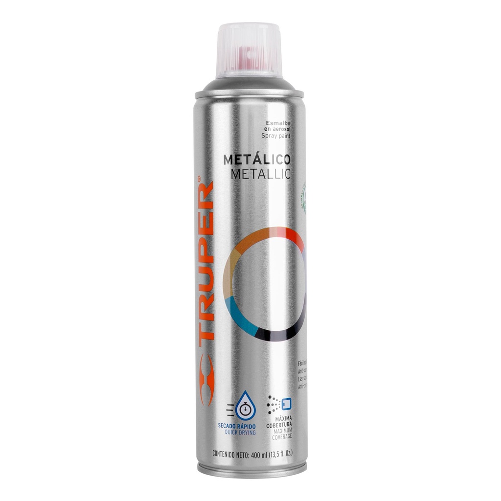 Pintura en aerosol, plata metálico, bote esbelto, 400 ml