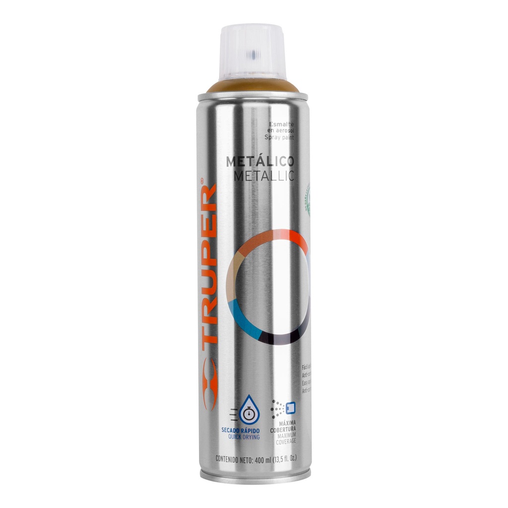 Pintura en aerosol, oro metálico, bote esbelto, 400 ml