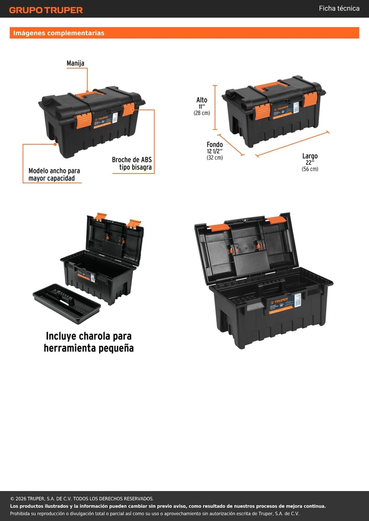 Caja para herramienta de 19' sin compartimentos, TRUPER