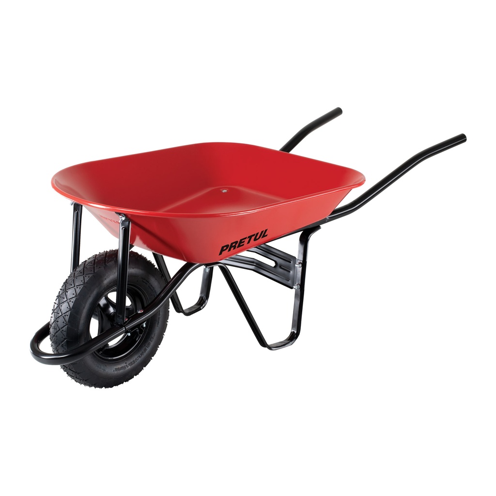 Carretilla 4 ft3 roja, neumática, bastidor tubular, PRETUL