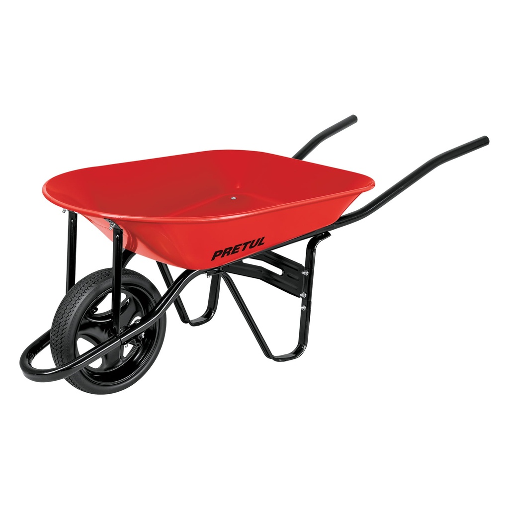 Carretilla 4 ft3 roja, imponchable, bastidor tubular, PRETUL
