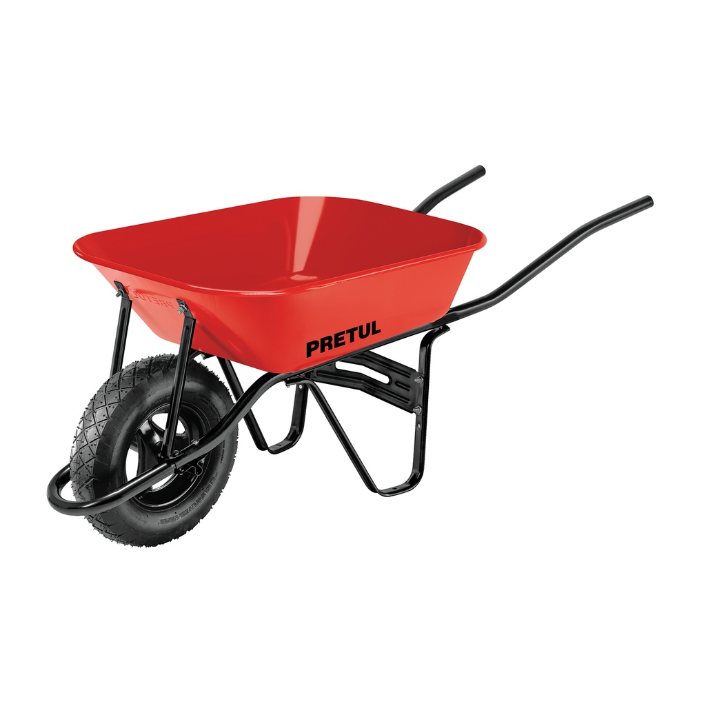 Carretilla 3.5 ft3 roja, angosta ,neumática, tubular, PRETUL