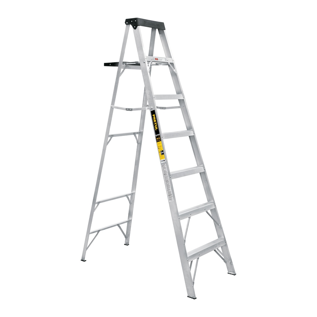 Escalera de tijera tipo III 6 escalones y bandeja, PRETUL