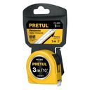 Flexómetro amarillo 3 m cinta 13 mm, en tarjeta, PRETUL