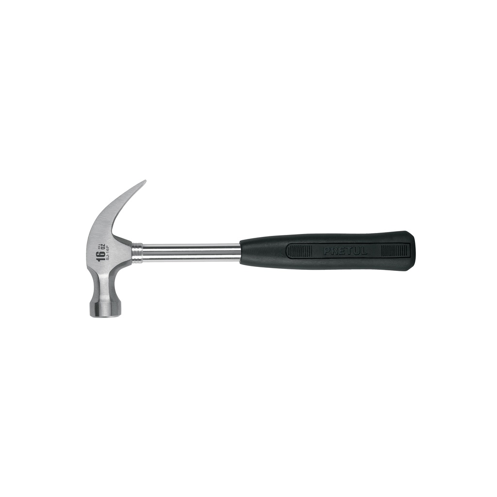 Martillo pulido, 16 oz, uña curva, mango tubular, PRETUL
