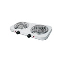Parrilla eléctrica 2 quemadores en espiral, blanca, BASIC