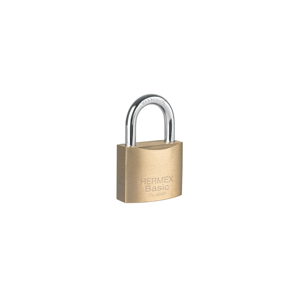 Candado de latón 40 mm llave tetra en blíster, HERMEX BASIC