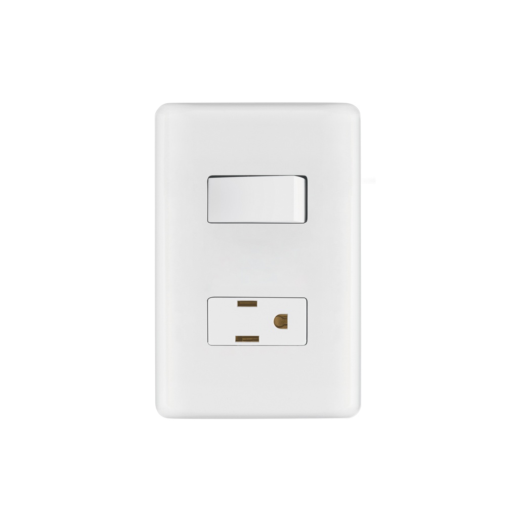 Placa armada contacto e interruptor sencillo, VOLTECK BASIC