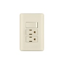 Placa armada interruptor y 2 contactos, marfil, BASIC