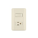 Placa armada interruptor y contacto, marfil, VOLTECK