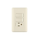 Placa armada 2 interruptores y contacto, marfil, BASIC