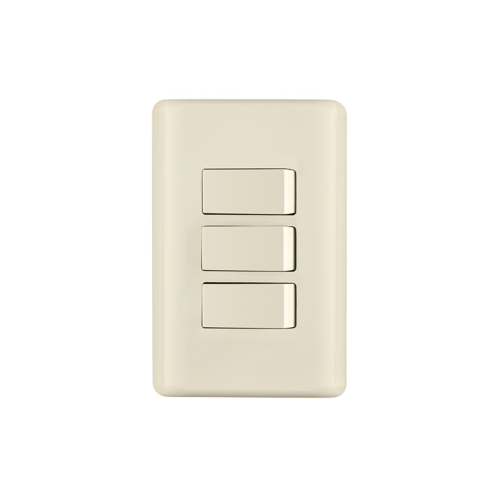 Placa armada 3 interruptores, marfil, VOLTECK