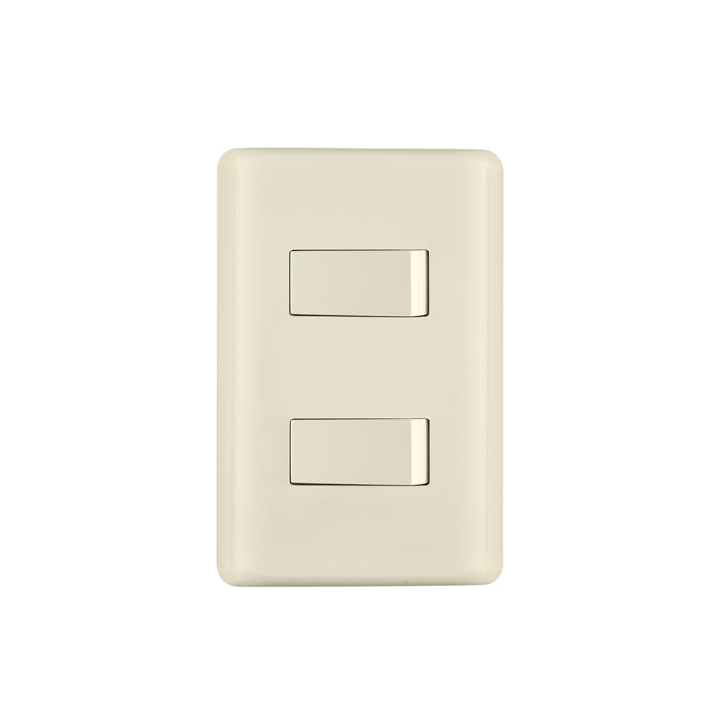 Placa armada, 2 interruptores, marfil, VOLTECK