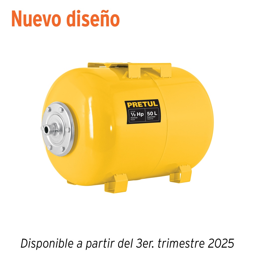 Tanque hidroneumático horizontal, 50 litros, PRETUL